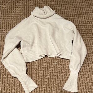 Women's white crop Turtleneck Sweater